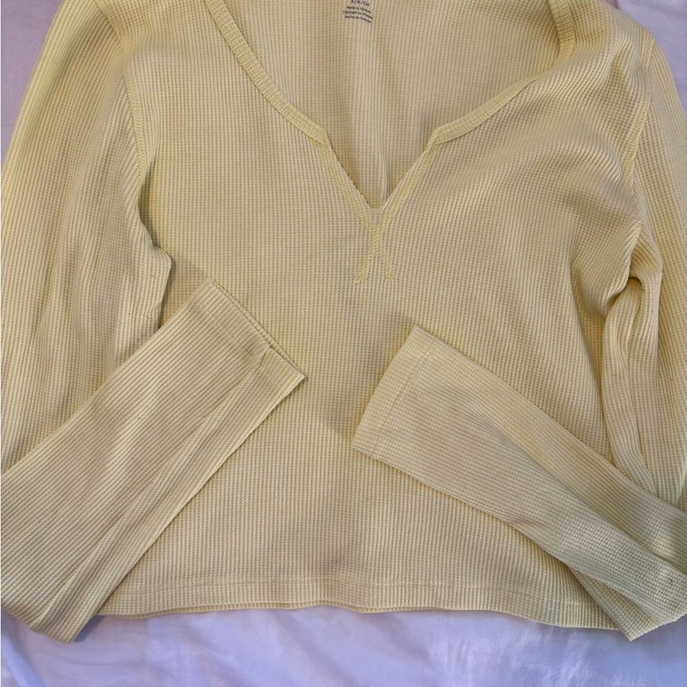 Yellow Ribbed V-Neck Sweater